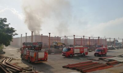 Turgutlu’da yıkımı yapılan soğuk hava deposunda yangın