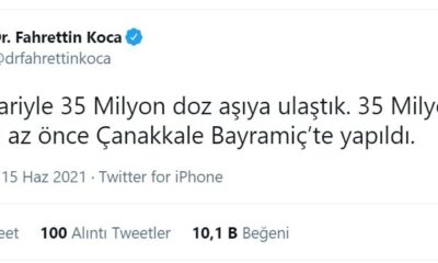 Türkiye’deki 35 milyonuncu Covid-19 aşısı Çanakkale’de yapıldı