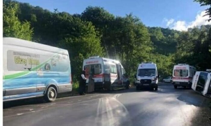 Yaylaya çıkan tur minibüsü devrildi: 15 yaralı