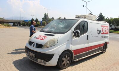 Yerel televizyonun yayın aracına saldırı