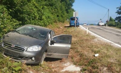 Yoldan çıkan otomobil şarampolde devrildi: 1 yaralı