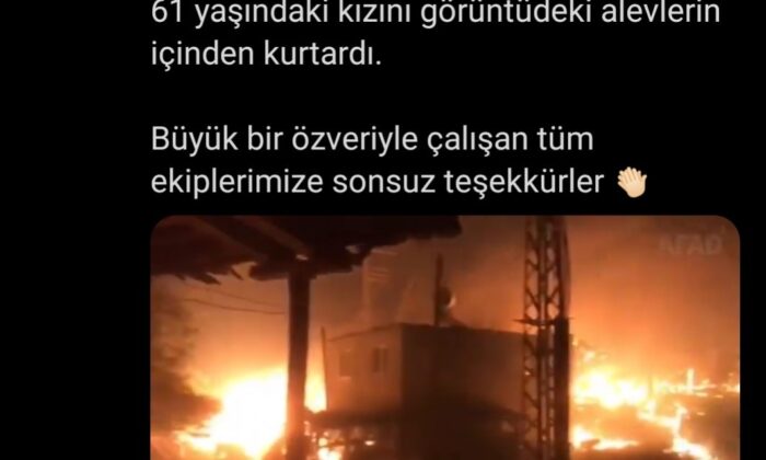 Anne ve kızı orman yangınından AFAD ekibi kurtardı