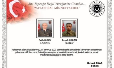 Bakan Akar’dan başsağlığı mesajı