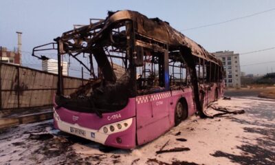 Başakşehir’de İETT otobüsü alev alev yandı