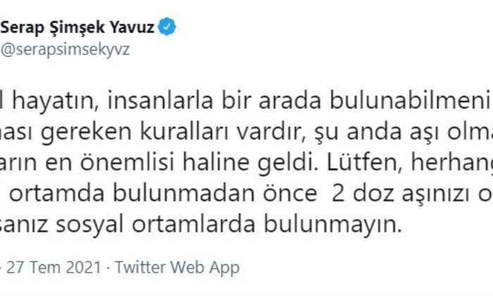 Bilim Kurulu üyesinden, “Sosyal ortamda bulunmadan önce 2 doz aşınızı olun” çağrısı