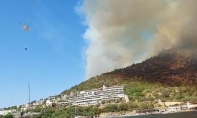 Bodrum’daki yangın kısa sürede büyüdü, mahallenin boşaltılması için anons yapılıyor