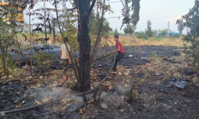 Boş arazide çıkan yangın paniğe yol açtı