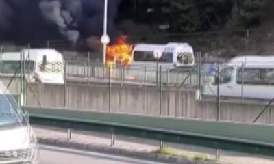 Bursa’da işçi servisi alev alev yandı, işçiler son anda kurtuldu