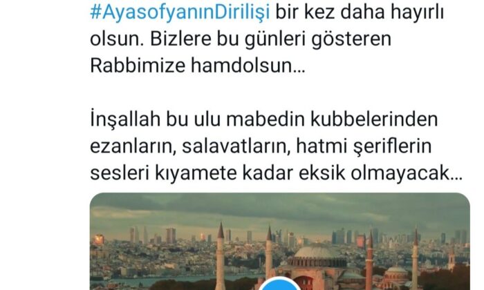 Cumhurbaşkanı Erdoğan’dan Ayasofya paylaşımı