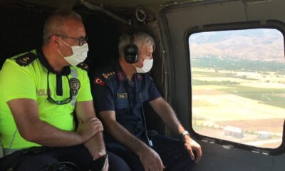 Elazığ’da helikopter destekli trafik denetimi