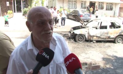 Esenler’de bir otomobil alev alev yandı