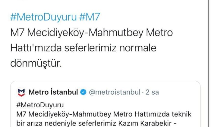 Eyüpsultan’daki metroda meydana gelen patlamanın ardından duran seferler normale döndü
