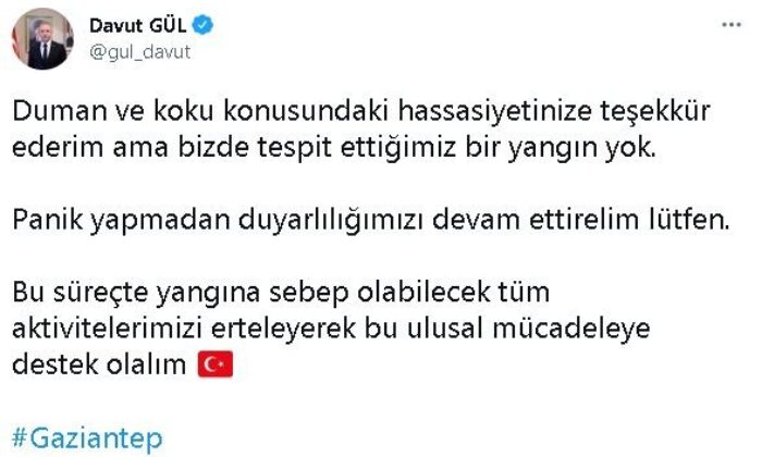 Gaziantep’te etkili olan dumanlı hava kentte orman yangını paniği yaşattı
