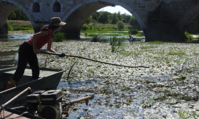 İspanyol öğretim görevlisi doğaseverlerle Tunca Nehri’nde temizlik yaptı
