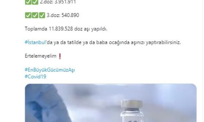 İstanbul Valisi Yerlikaya: “İstanbul’da aşı yüzde 63.1’e ulaştı”