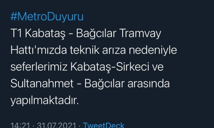 İstanbul’da tramvay raydan çıktı