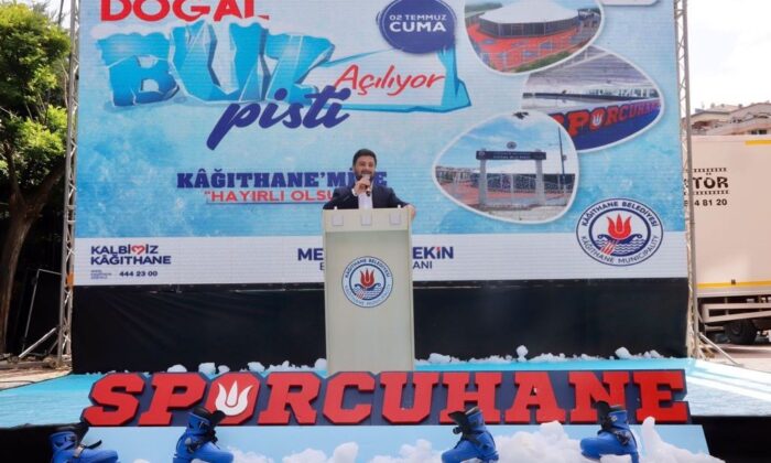 Kağıthane’de doğal buz pisti hizmete açıldı