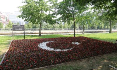 Kağıthane’de Türk bayrağı begonyalarla süslendi