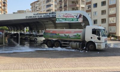 Karaköprü’de kesim yerleri dezenfekte edildi