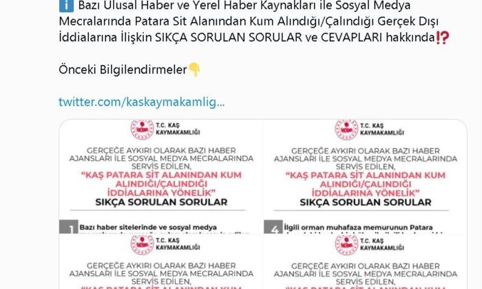 Kaş Kaymakamlığı ’Patara’dan Kum Çalındı’ iddialarını yalanladı