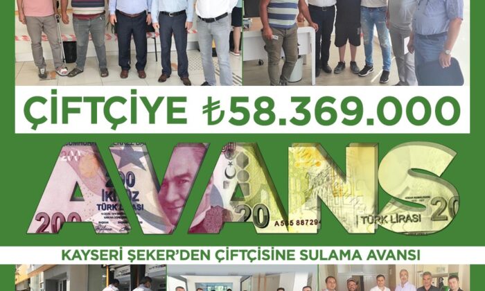 Kayseri Şeker’den çiftçiye 58 milyon TL’lik ‘Sulama Avansı’