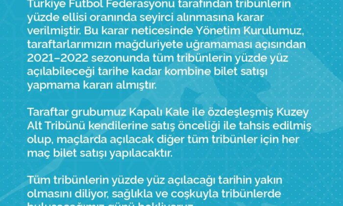 Kayserispor yeni sezonda kombine bilet satışı yapmayacak