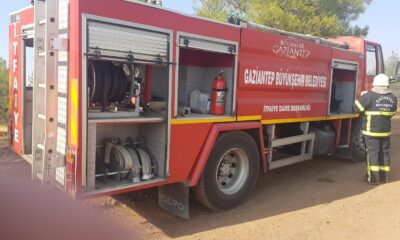 Kilis’teki orman yangınının söndürme çalışmalarına Gaziantep itfaiyesinden destek