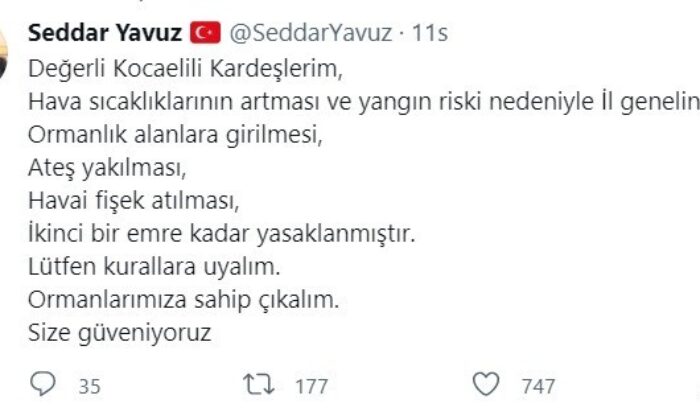 Kocaeli’de ormanlık alanlara girmek yasaklandı