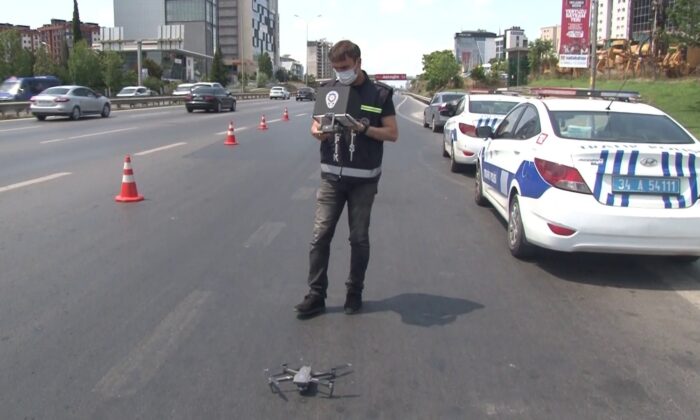 Maltepe’de drone destekli trafik denetimi