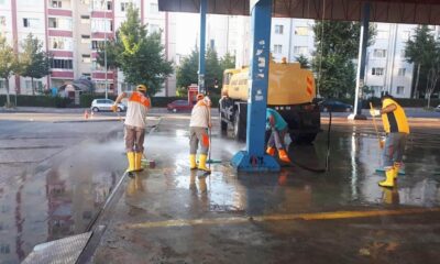 Melikgazi’de kurban kesim yerleri temizlenerek dezenfekte ediliyor