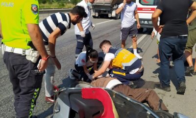 Motosikletinin hakimiyetini kaybeden sürücü yaralandı