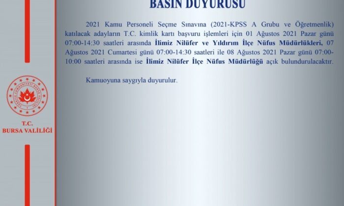 Nüfus müdürlükleri hafta sonu açık