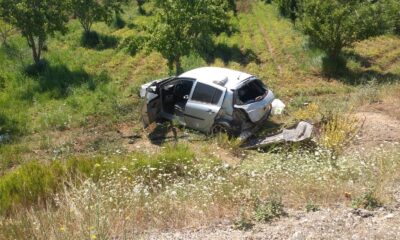 Otomobilin şarampole uçması sonucu 2 kişi yaralandı