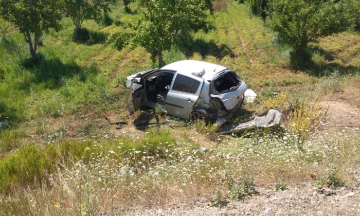 Otomobilin şarampole uçması sonucu 2 kişi yaralandı
