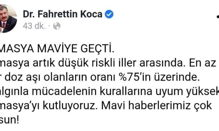 Sağlık Bakanı Koca: “Amasya’yı kutluyoruz”