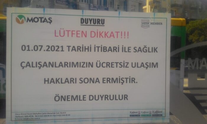 Sağlık çalışanlarının ücretsiz ulaşım hakları sona erdi