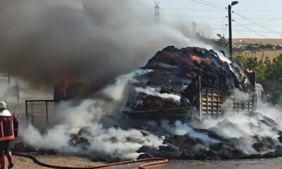Saman yüklü kamyon alevlere teslim oldu