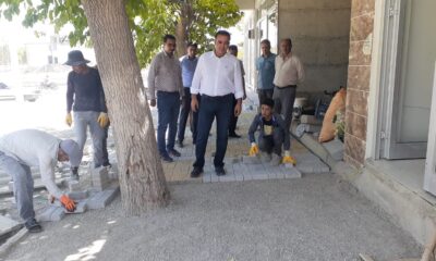 Samsat ilçesinde şehir içi yollar kilitli parke taşı ile döşeniyor