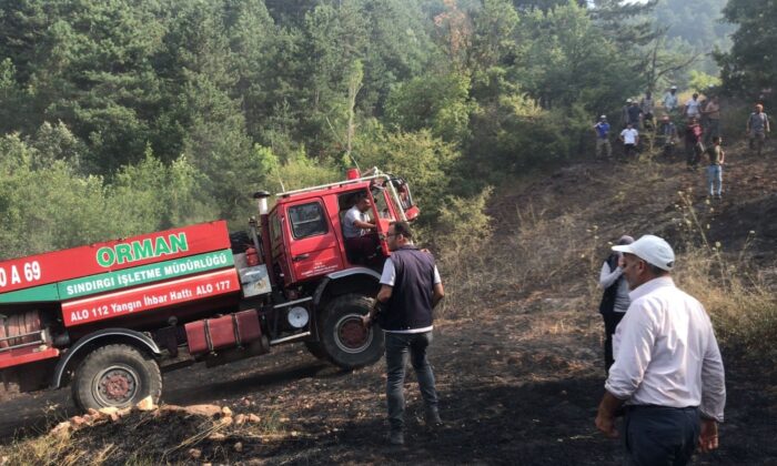Sındırgı’da 30 dönümde anız yangını