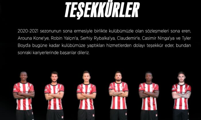 Sivasspor, 6 futbolcusuna teşekkür etti