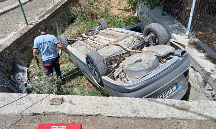 Su giderine düşen LPG’li araç paniğe neden oldu