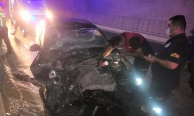 Tünelde otomobil kamyona çarptı: 1 ölü