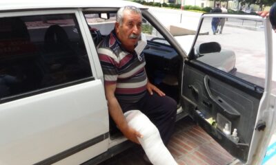 Üstüne inek düştü, sağ bacağı kırıldı