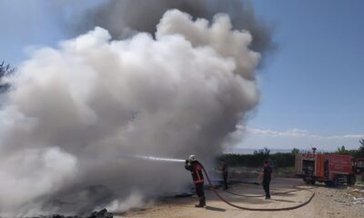 Yangın, kayısı bahçesine sıçramadan söndürüldü