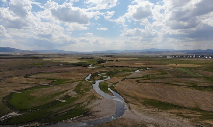 Bozkırın ortasından yılan gibi kıvrılarak akıyor