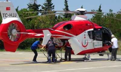Duvardan düşen üniversiteli kızın yardımına ambulans helikopter yetişti