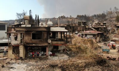Yangında yok olan Kalemler Mahallesi, havadan görüntülendi
